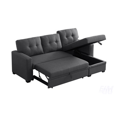 Versatile Upholstered Pull Out Sectional Sofa With Chaise And Storage,  For Guest Accommodation And Comfortable Seating., Sectional