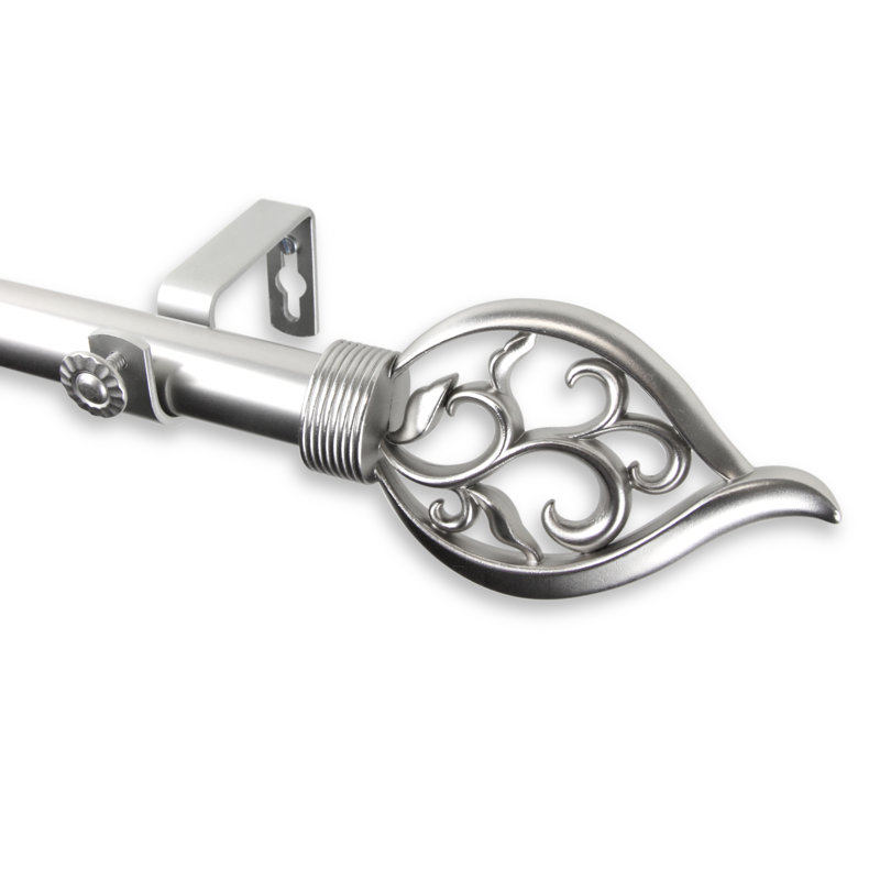 Tringle à rideaux simple Rinker, l 66 à 120 po, Nickel satiné
