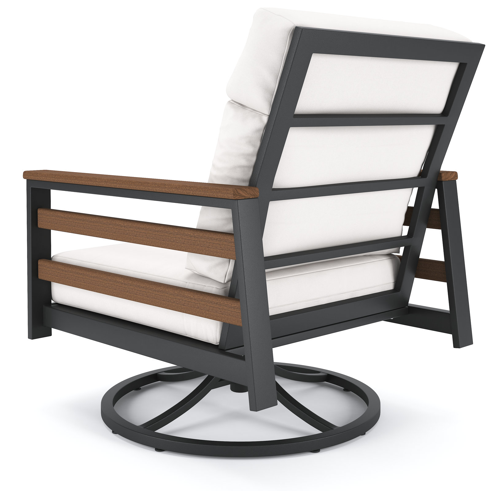 Townsend Sunbrella® Swivel Patio Lounge Chair, Canvas White, Brown