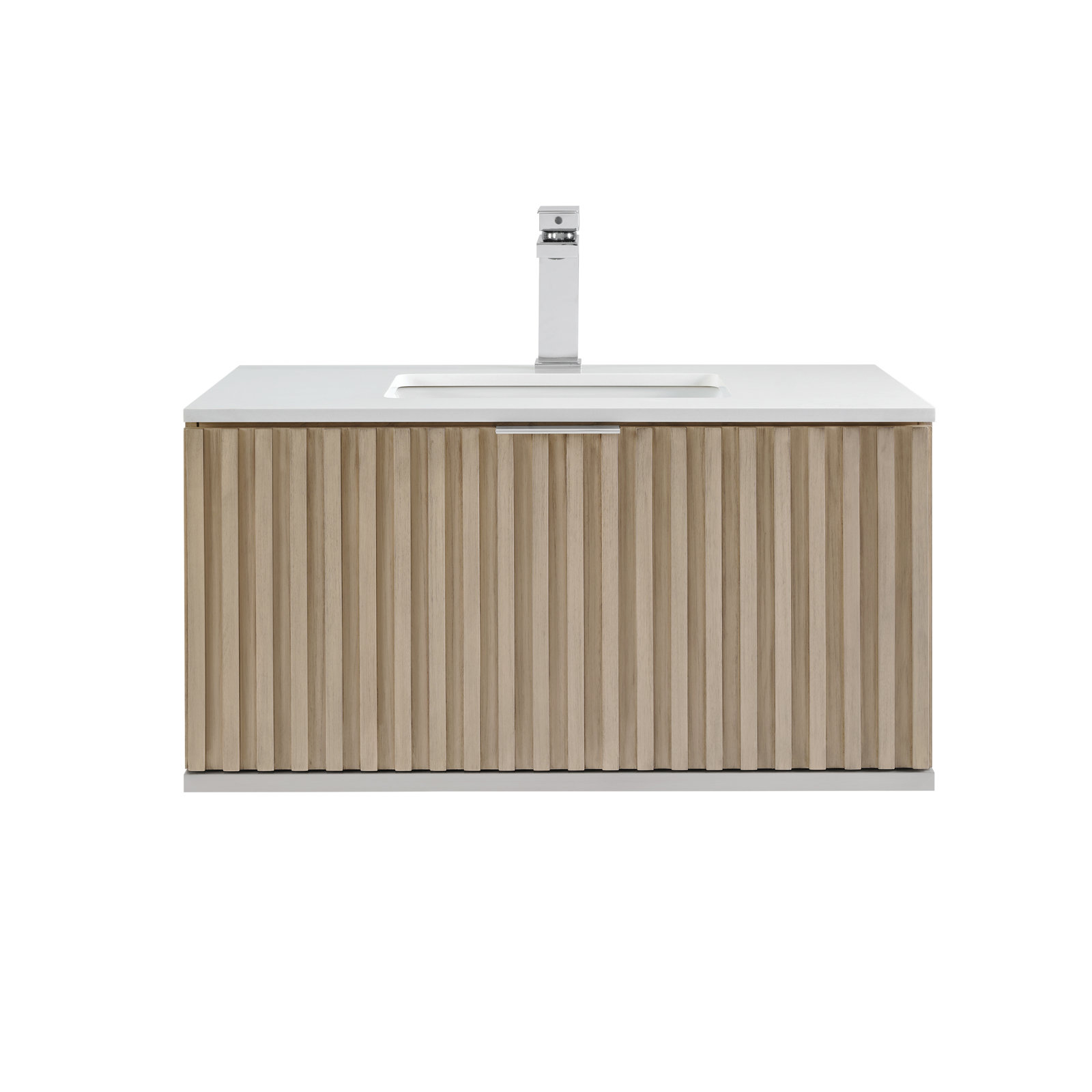 Terra 36'' Single Bathroom Vanity, White Granite, Cashmere Gray, Brushed Nickel