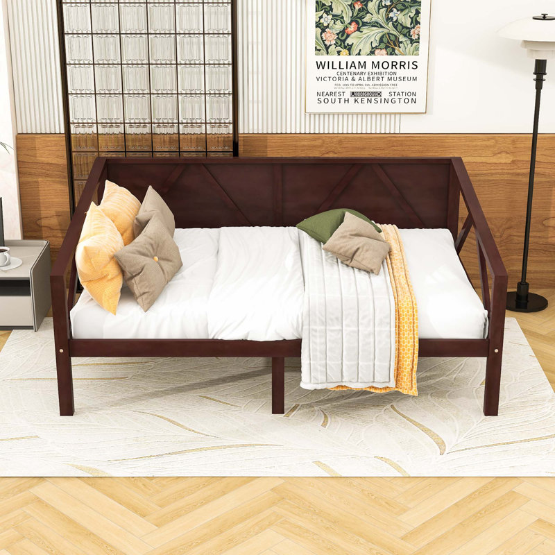 Lit de jour en bois au design élégant et espace de rangement supplémentaire, Complet/Double, Espresso