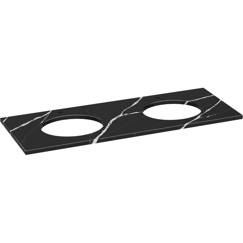 Silestone Quartz 61-In Vanity Top With Double Oval Cutouts, Eternal Marquina