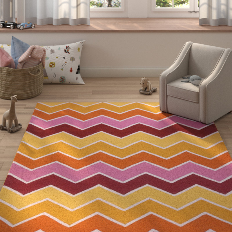 Queener Chevron Flatweave Wool Rug, Rectangle 8' x 11'