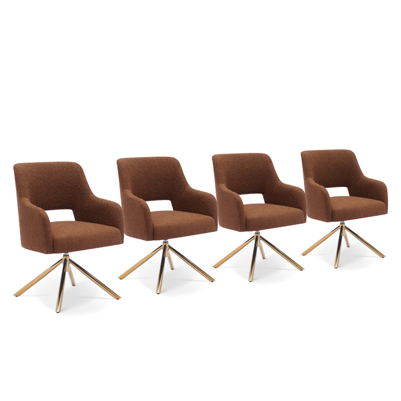 Fauteuil pivotant rembourré Breann, Mélange de polyester rouille et orange