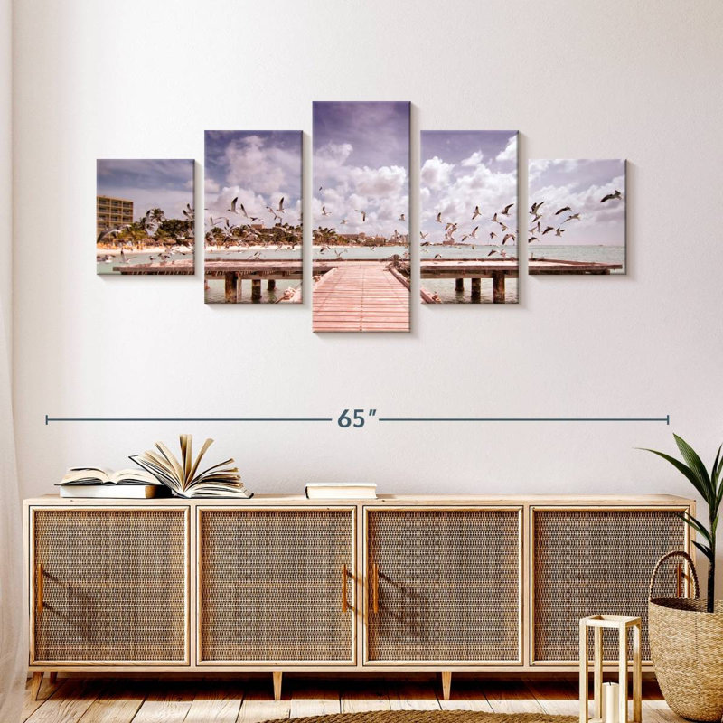 Birds Over Aruba Dock, 24" H x 55" W