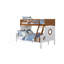 Lit superposé simple au-dessus d'un lit double de style moderne moderne avec rails en échelle attachés et structure de joint verrouillable pour lit supérieur au fini chêne sécuritaire Lit inférieur au fini blanc-1366863750