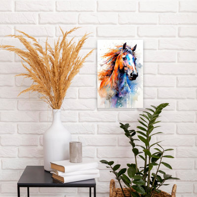 «Vibrant Watercolor Horse», reproduction d'art murale cheval contemporain
