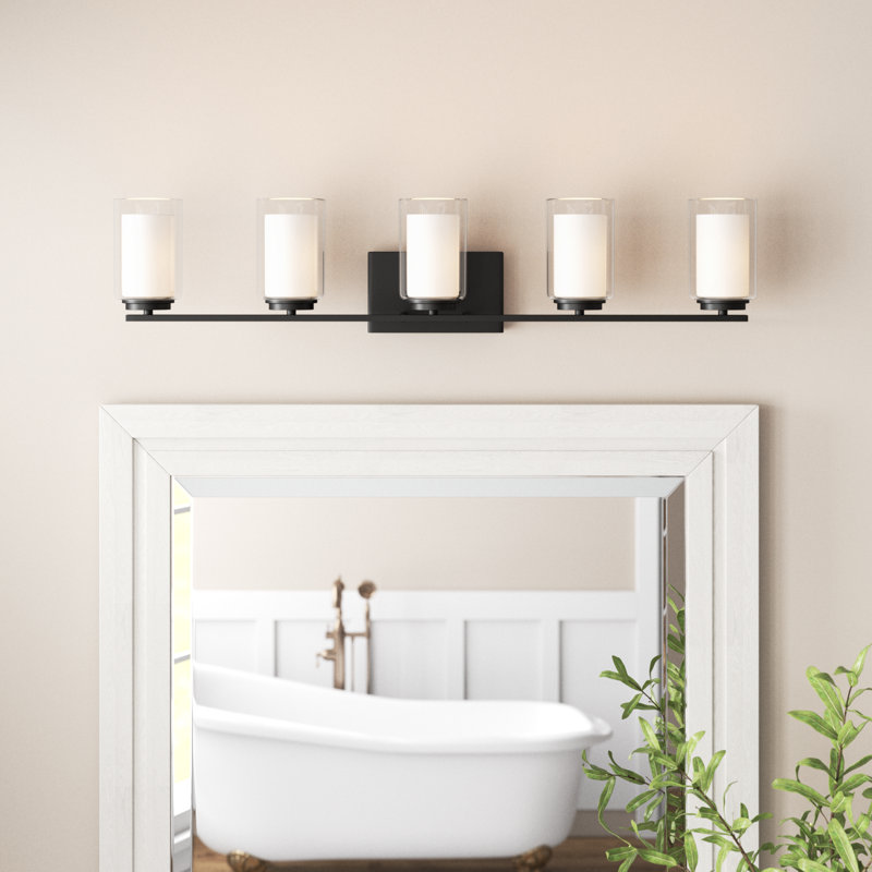 Éclairage pour salle de bain à intensité variable 5 lumières Arie, Noir mat