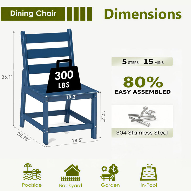 HDPE Square 4 - Person Outdoor-Dining-Set All Weather, Blue