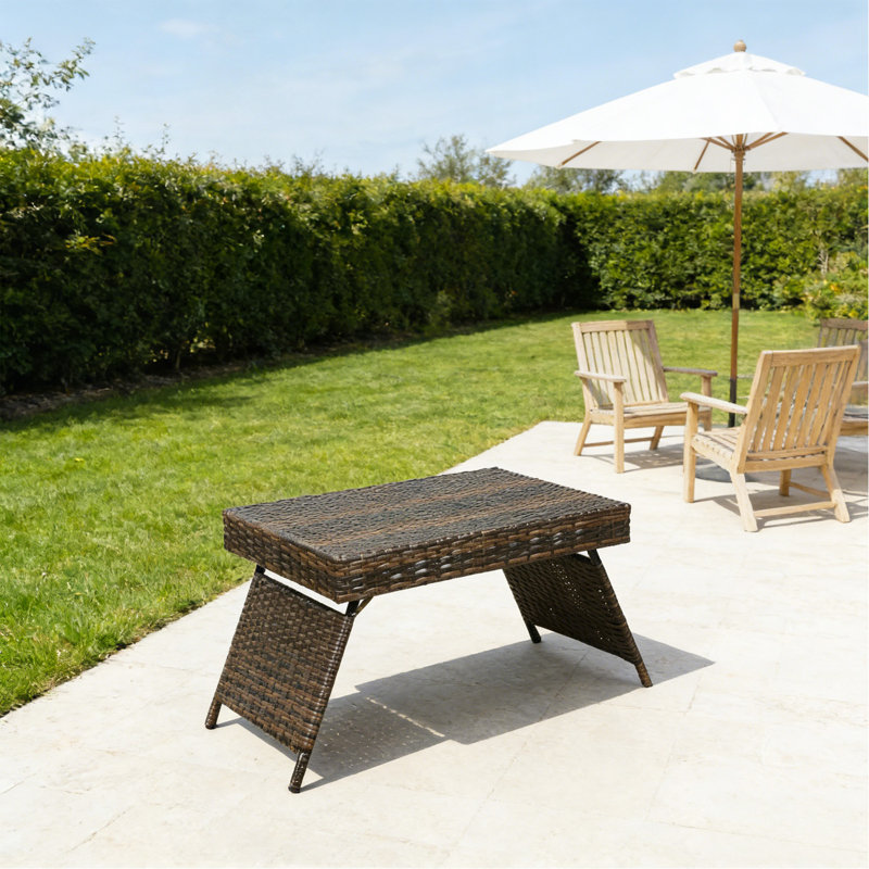 Table portable pliante en osier, brun, Brun