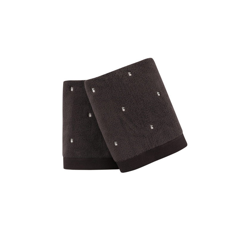 Ensemble de 2 serviettes de bain 100% coton, Dark Gray/Cream 1, Bath Towels - 2 pack