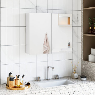Delvecchio Surface Mirrored Bathroom Cabinets with Mirror and 2 Adjustable Shelves