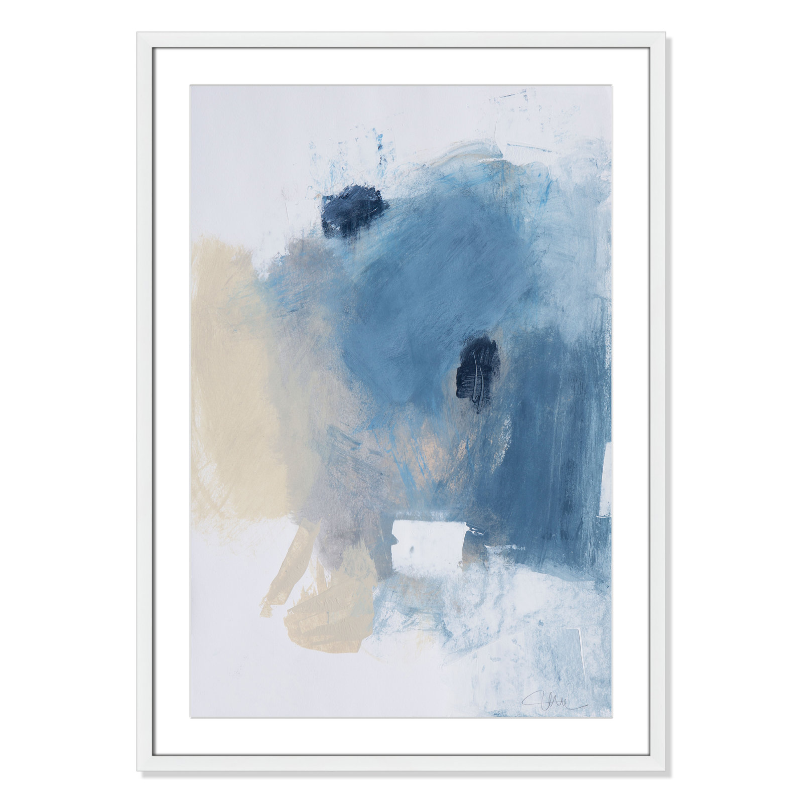 White, 35.5" H x 25.5" W x 1.25" D, White Single Picture Framed Paper