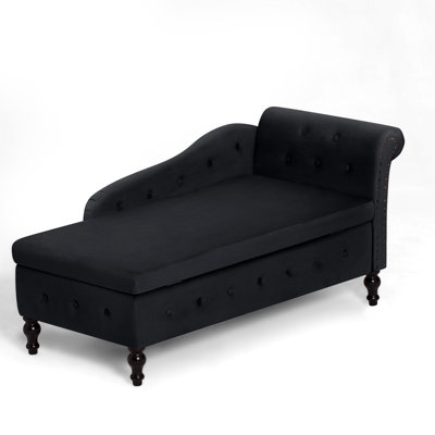 Velvet Right Arm Chaise Lounge Chair With Storage Space