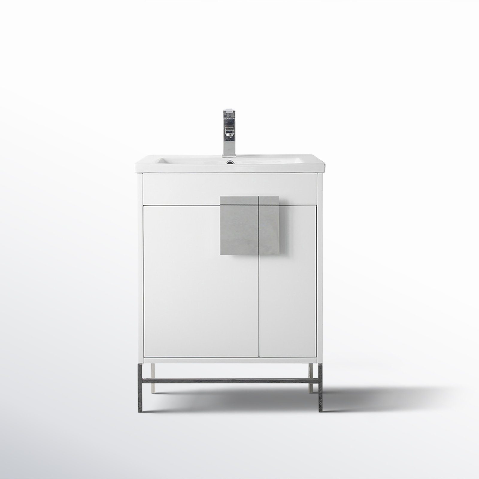 Maisie 24'' Single Bathroom Vanity, White, Polished Chrome
