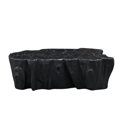 48.62" Unique Shape Fiberglass Coffee Table, Black No Assembly Needed-48.62''+black
