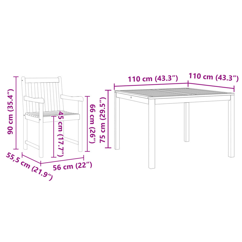 Ensemble repas 5 pièces vidaXL, 4