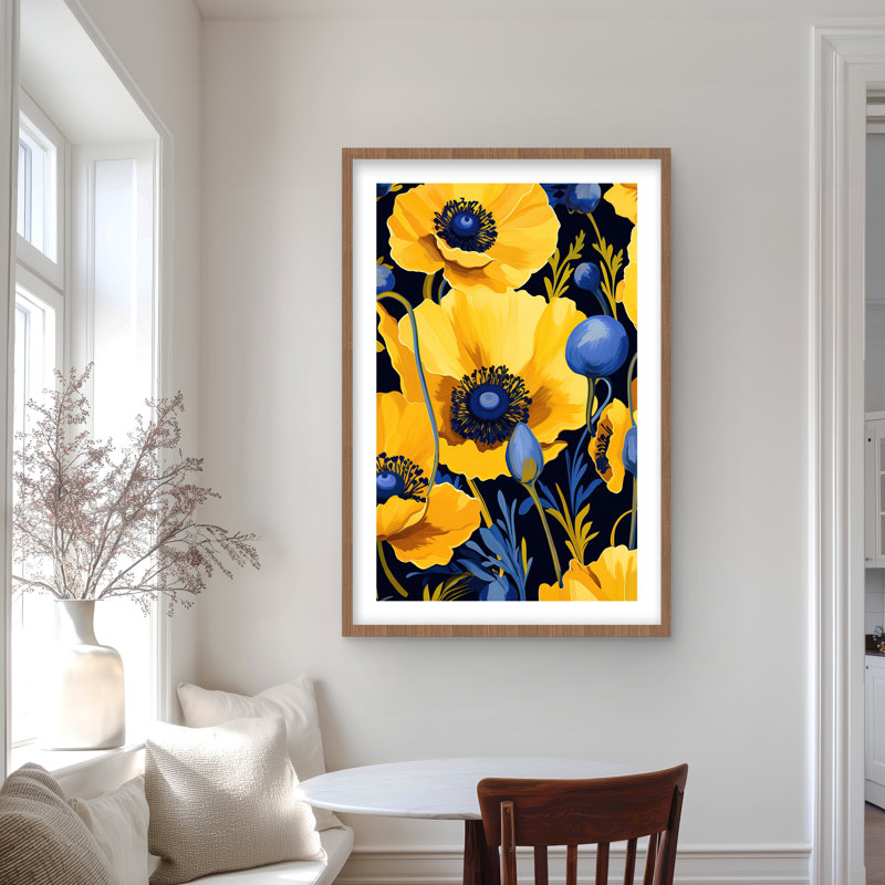 Jaune et bleu | Décor de bureau jaune mat