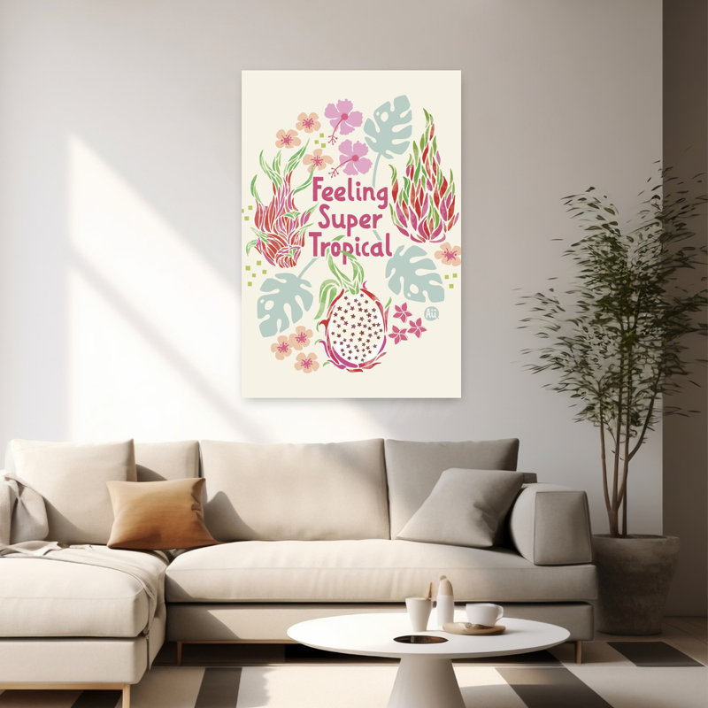 Contemporary Art Dramatic Hibiscus Summer Tropical Wall Art by Aia Ueno - Wrapped Canvas Print, 152.4 cm H x 101.6 cm W