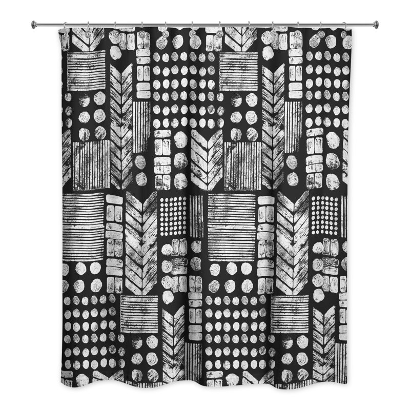 Trivette Geometric Shower Curtain, Black/White