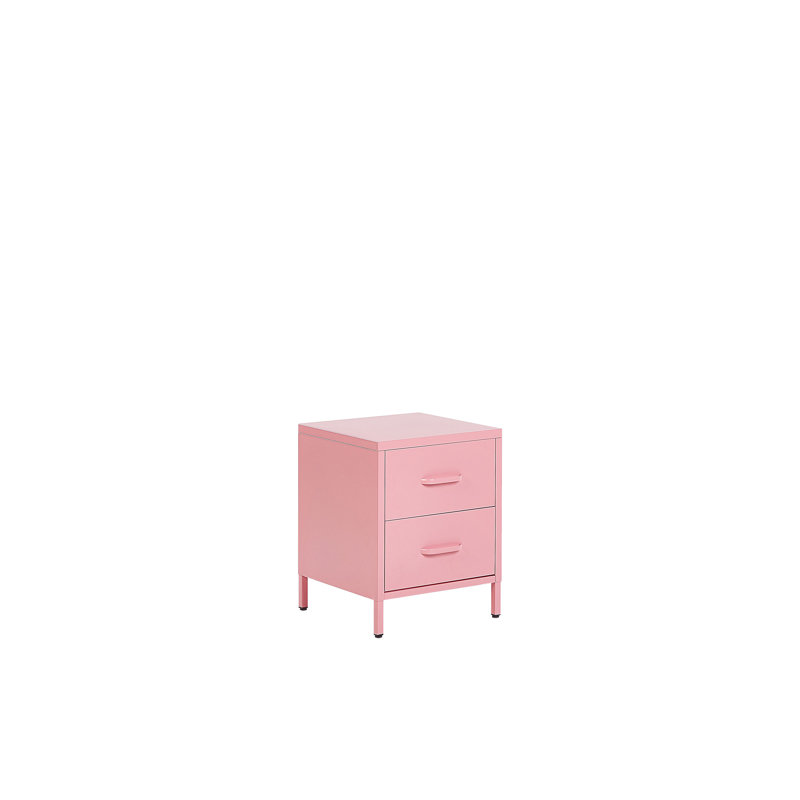 Arturs 2 Drawer Bedside Table, Pink