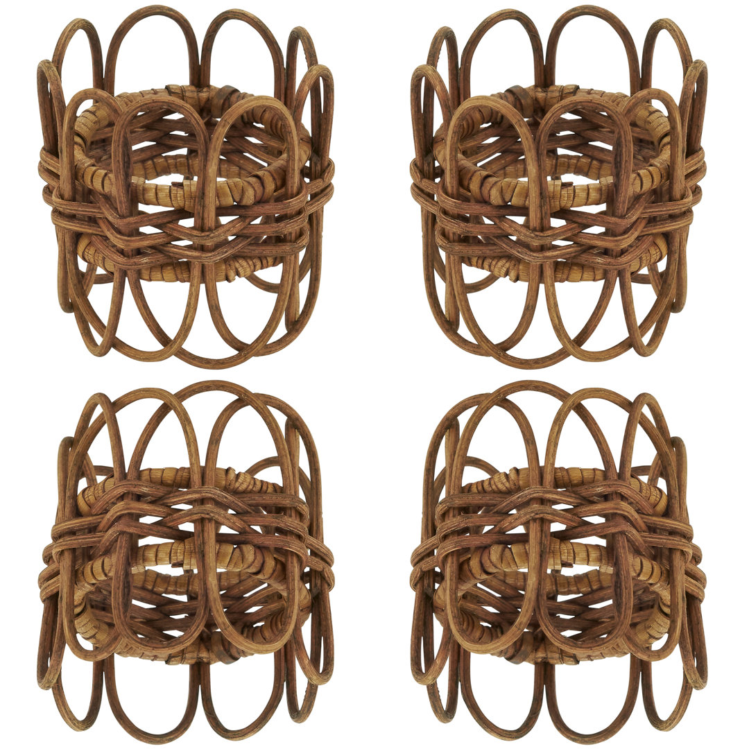 Hughie Rattan Napkin Rings with Twisted Design (Set of 4) Birch Lane™ 