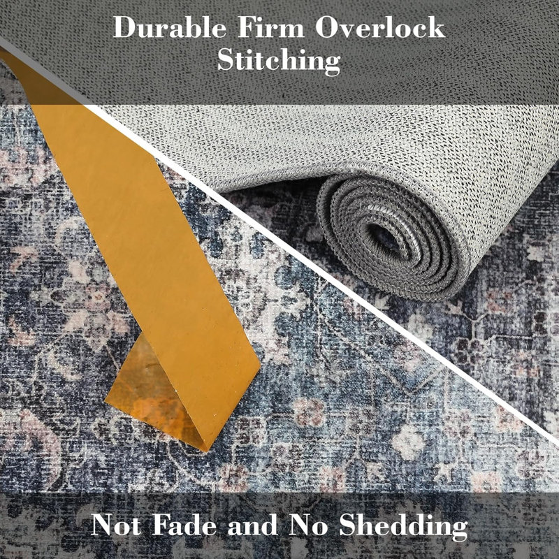 5x7 Traditional Area Rugs Soft Vintage Printed Foldable Thin Non-Shedding Oriental Indoor Carpet Easy Clean Bedroom Living Room Green