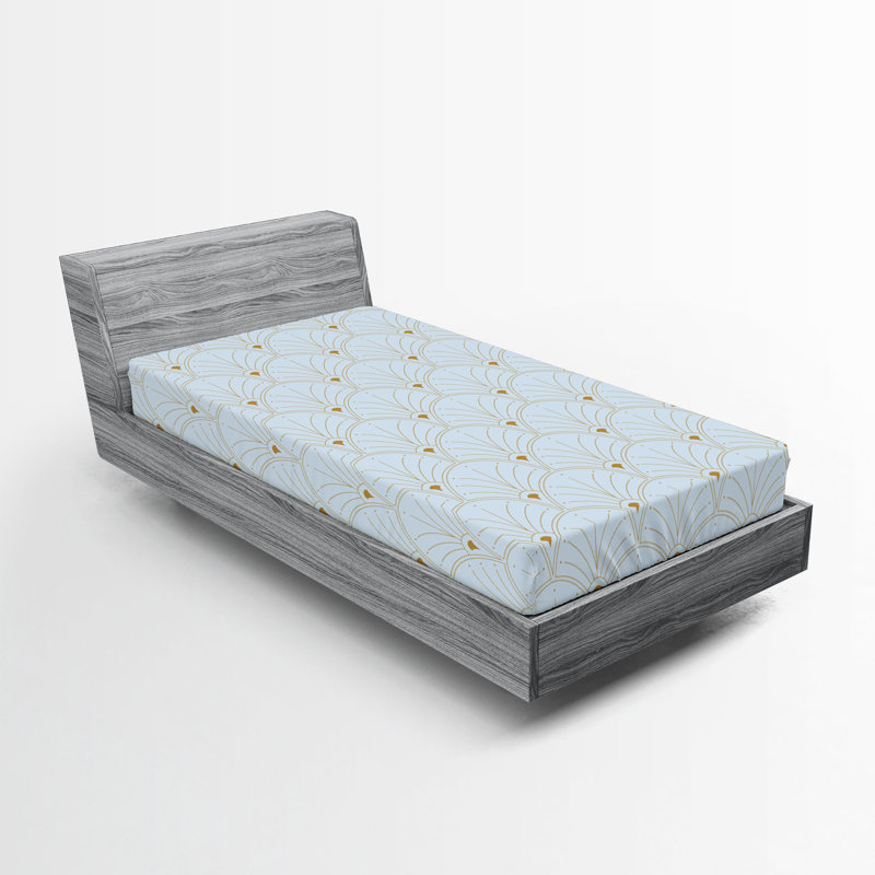  Drap-housse géométrique, Drap-housse simple TG, Pale Blue Sand Brown