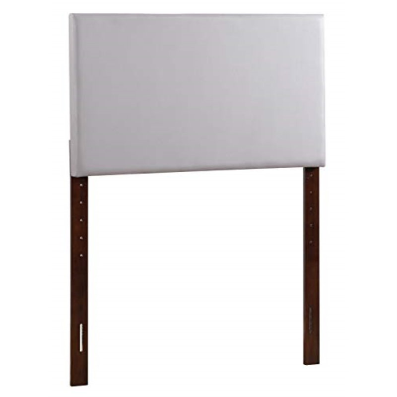 Upholstered Headboard, Twin, Light Gray Faux Leather