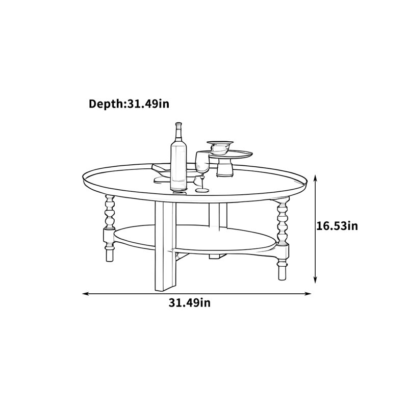 Table basse en chêne rouge massif avec tablette ouverte, H 16,53 po x L 31,49 po x l 31,49 po