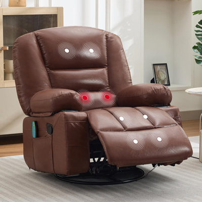 Fauteuil inclinable pivotant à 360 ° avec massage et chauffage par vibration, canapé très large pour le salon / la chambre à coucher