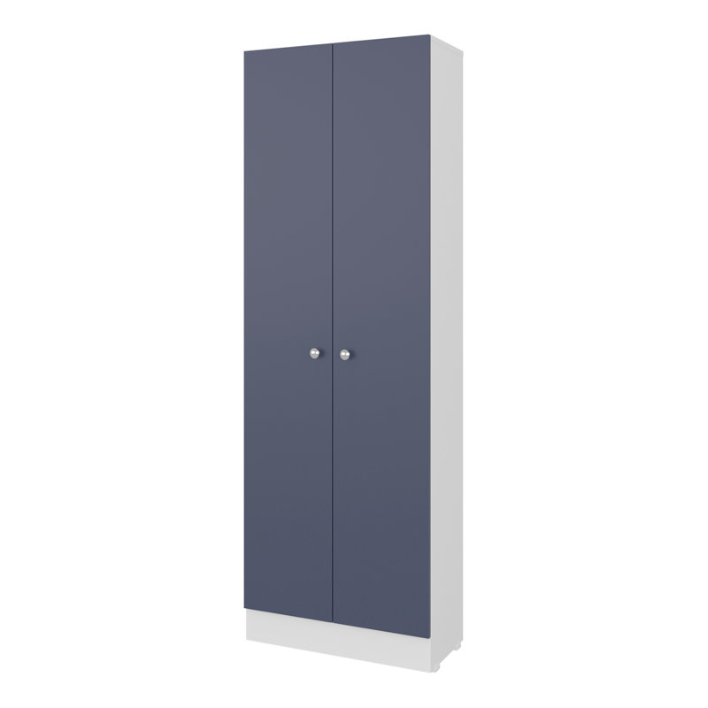 Armoire polyvalente avec cinq tablettes et portes de rangement pour la cuisine et la maison ARIZona CITY, blanc Kronos et bleu Kronos