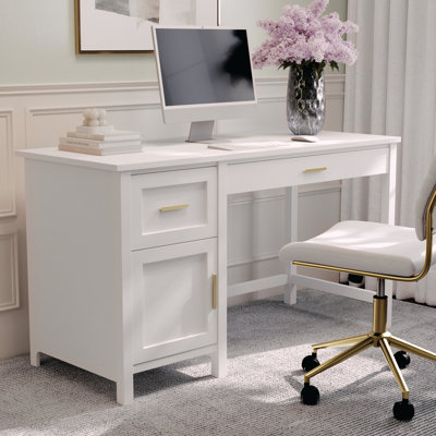 Martha Stewart Hutton Shaker Style Home Office Desk with Storage
