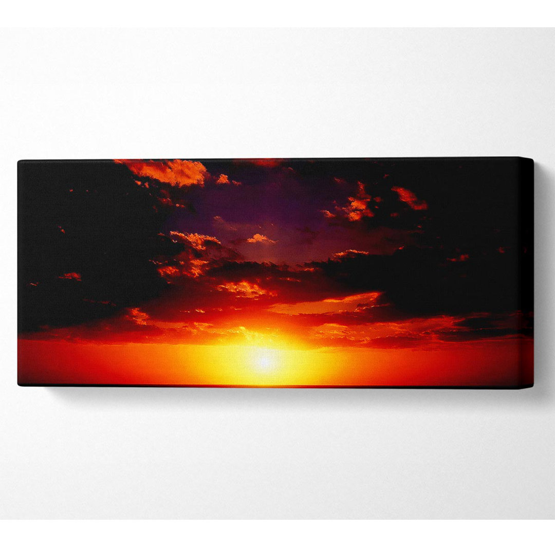 Sonnenuntergang durch die schwarzen Ozeanwolken - Leinwanddrucke auf Wrapped Canvas