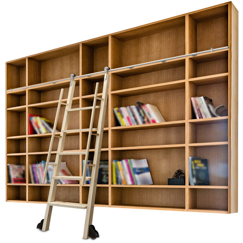 Banneker 10ft Stainless Steel Sliding Hardware Rolling Kit For Library And Home Use (Ladder not included)