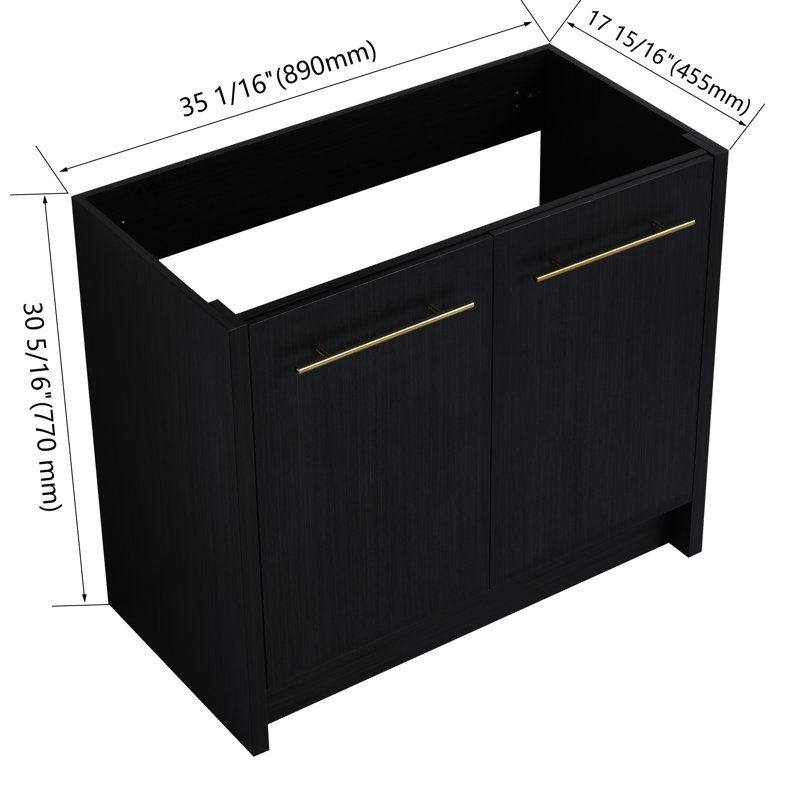 36" Bathroom Cabinet - Black Chestnut Freestanding, Space Optimizer Freestanding 36 Inch Vanity Chestnut, Clean Lines