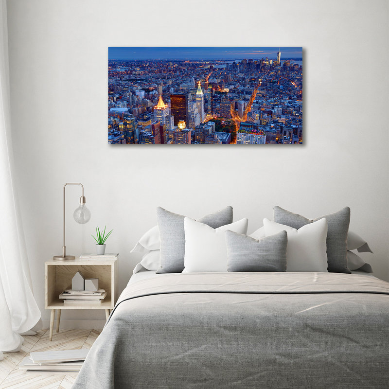 Manhattan By Night - Wrapped Canvas Print