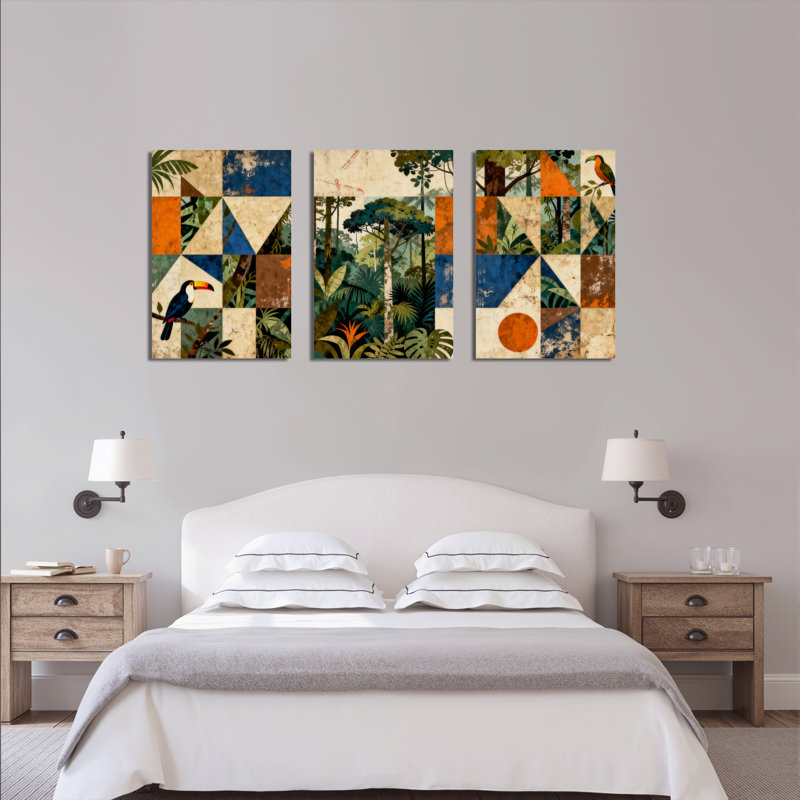 «Tropical Jungle», ensemble de 3 reproductions d'art sur toile tendues sur toile, H 18 po x l 36 po