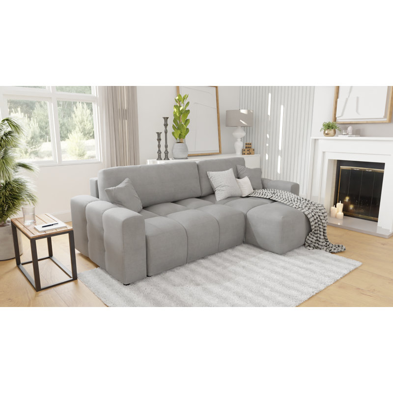 Mellie 4 Seater Corner Sofa Chaise, Right Hand Facing, Mellie Grey Microfiber / Microsuede