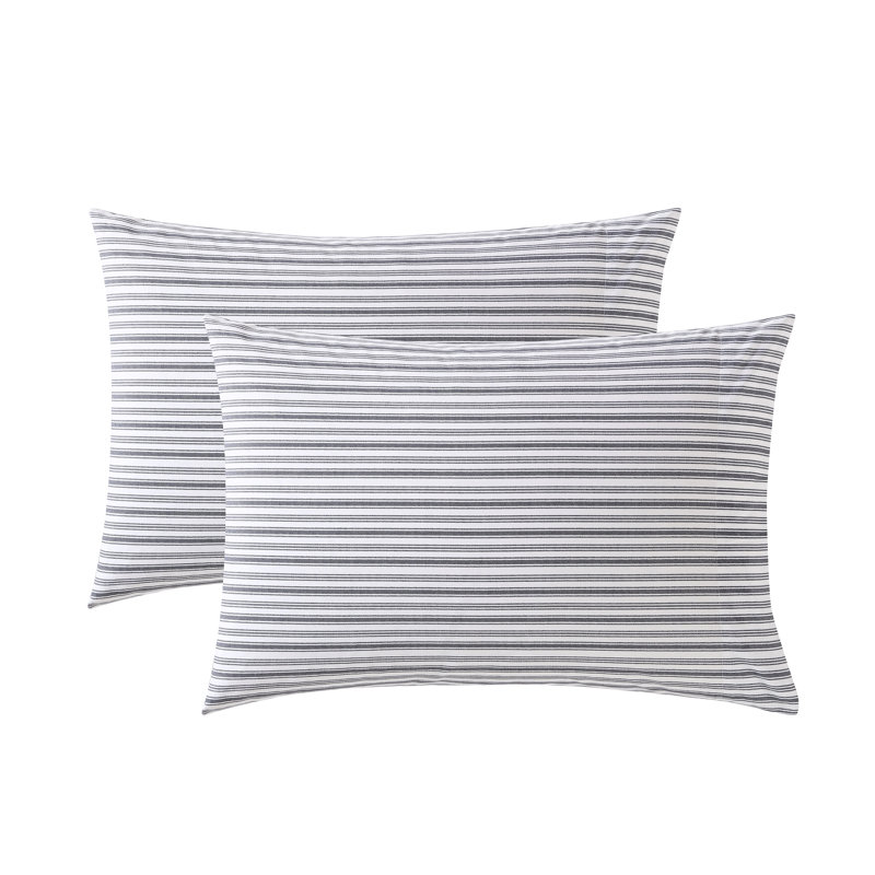 Ensemble de taies d'oreiller standard en coton 2 pièces Nautica, Gris anthracite
