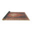 Tapis contemporain orange / gris clair / beige-100673885