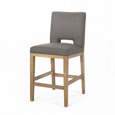 Tabourets de bar rembourrés en tissu avec dossier en bois