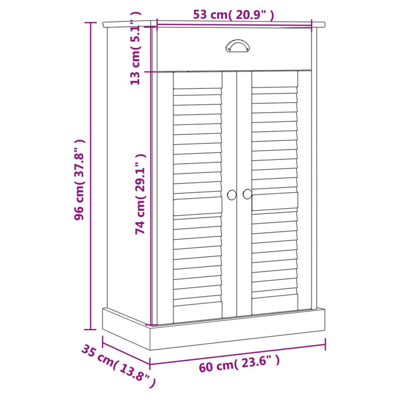 6 Pair Shoe Storage Cabinet, Brown/White