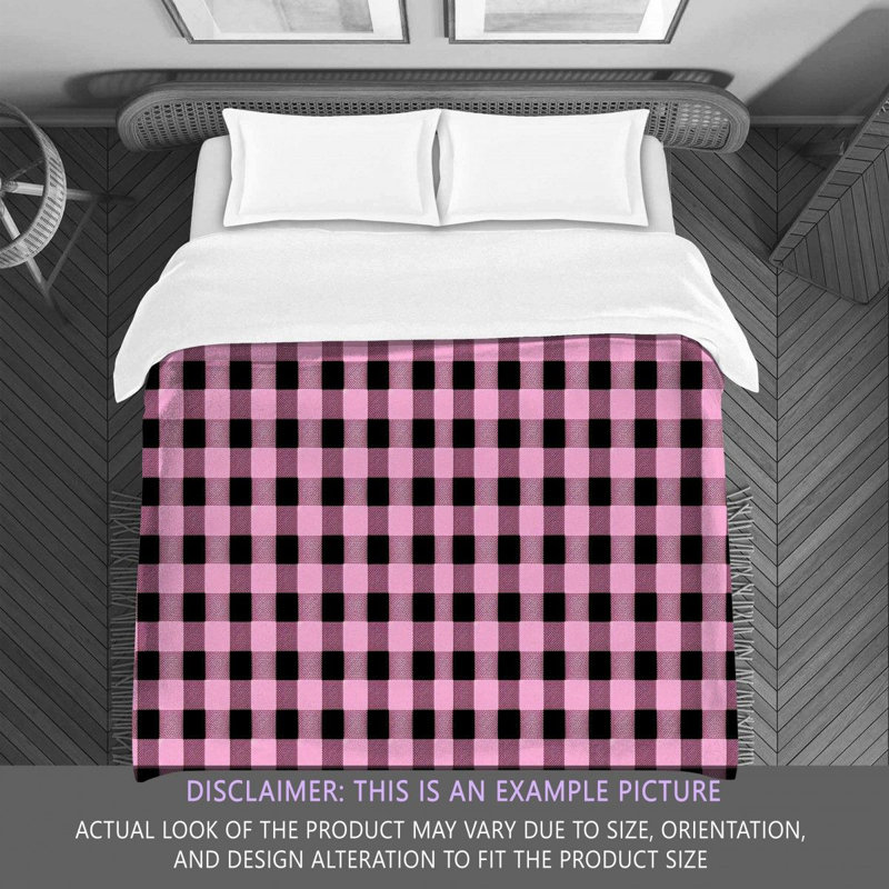 Gingham Comforter, King Comforter, Black/Pink