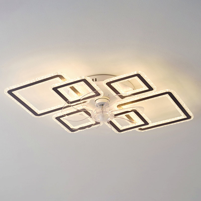 Ventilateur de plafond noir de 33 pouces avec télécommande et lumières APP, à intensité variable avec télécommande 7 pales 6 vitesses de vent