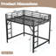 Grands lits mezzanine peu encombrants, structure en métal noir, maison industrielle moderne