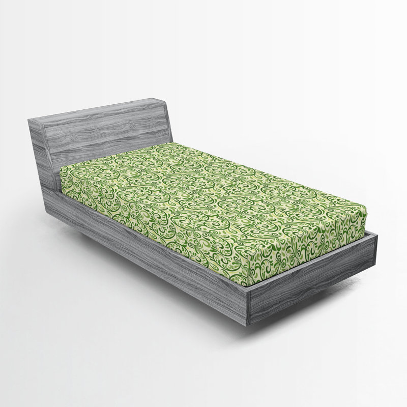 Drap-housse Ambesonne, paquet de 2, Drap-housse simple TG, Vert pâle, vert fougère / floral