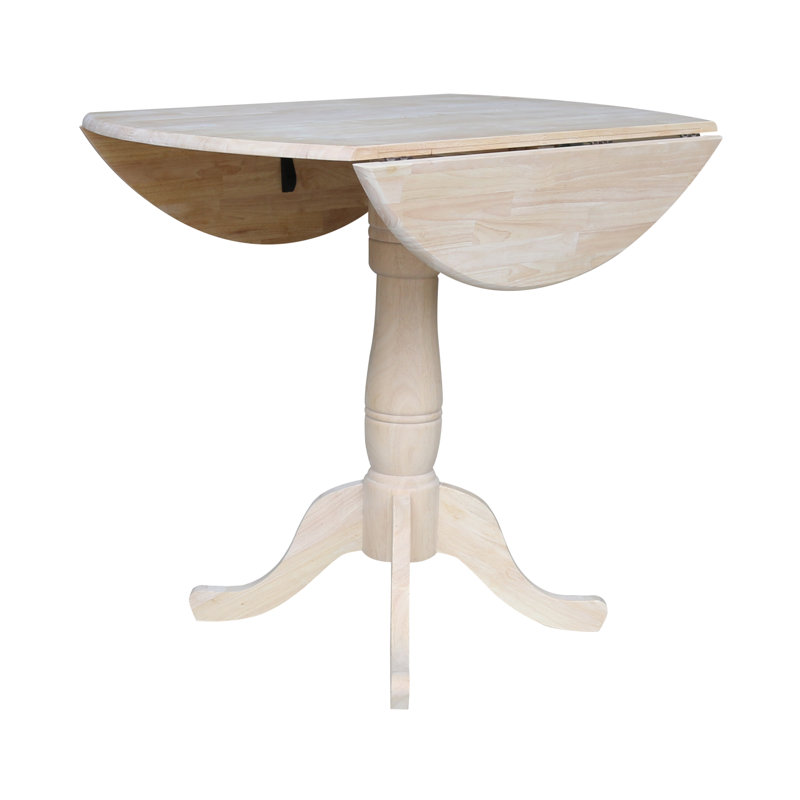 Hesston Counter Height Drop Leaf Solid Wood Pedestal Dining Table, Ready to Finish / Unfinished