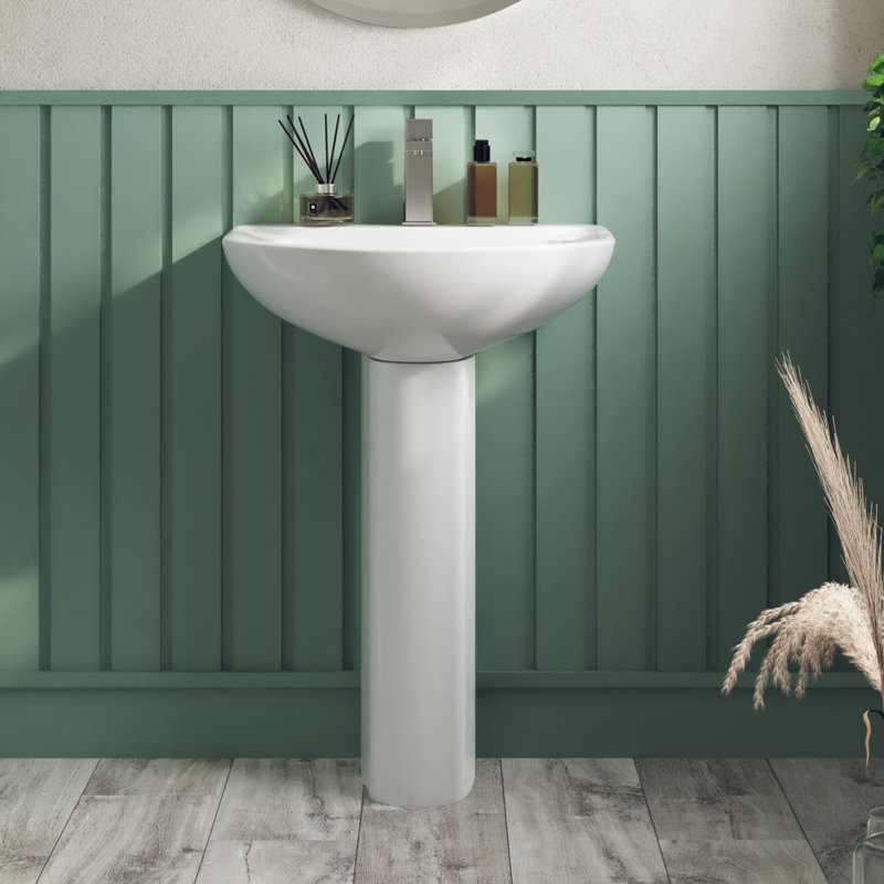 Liberty 31.5" Tall White U-Shaped Vitreous China Pedestal Bathroom Sink with Overflow