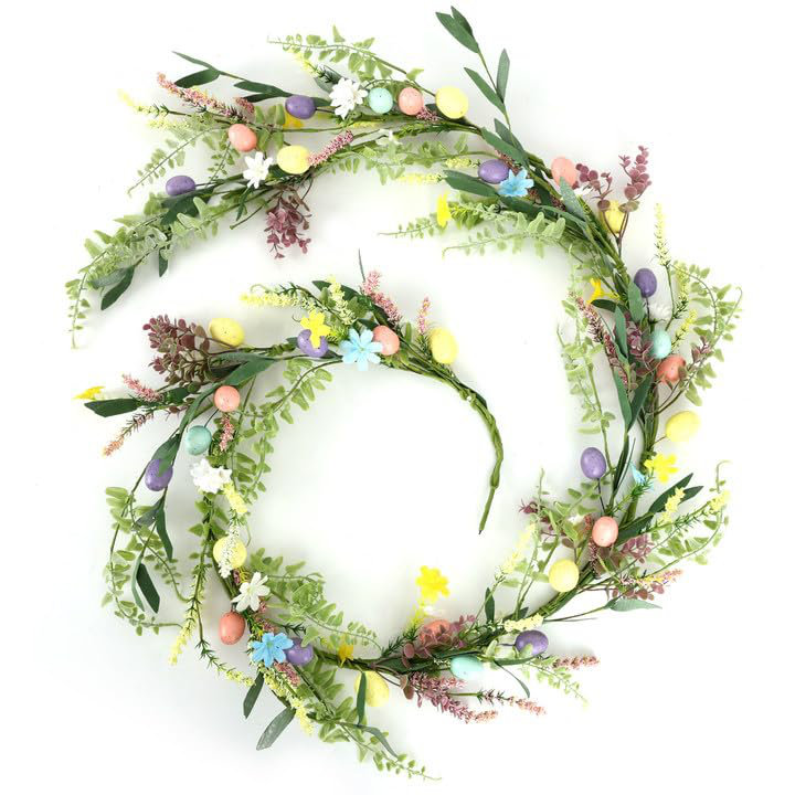 6.6 Feet Easter Egg Garland with Colorful Eggs, Spring Artificial Flower Vine